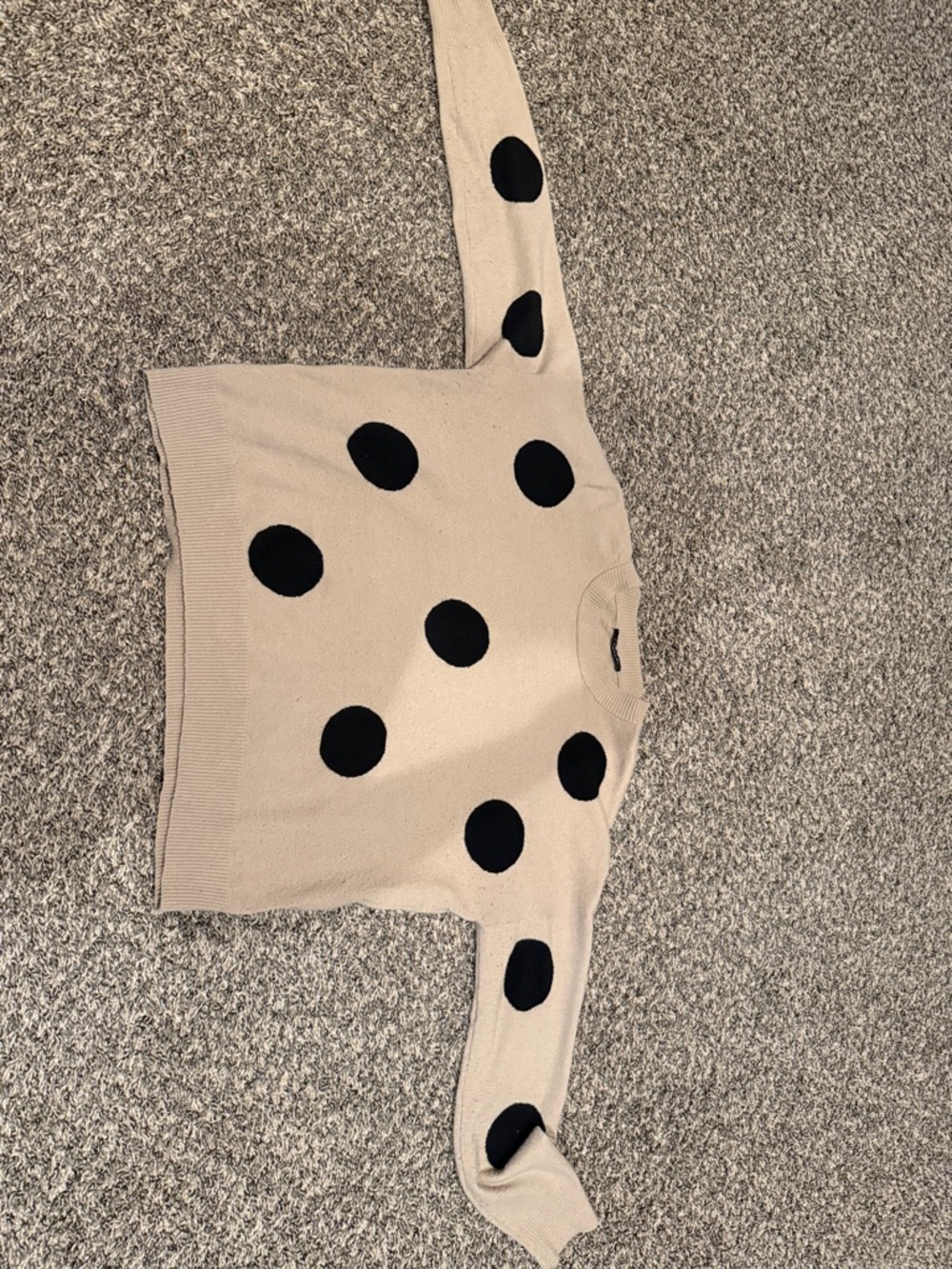 Beige Sweater with Black Polka Dots